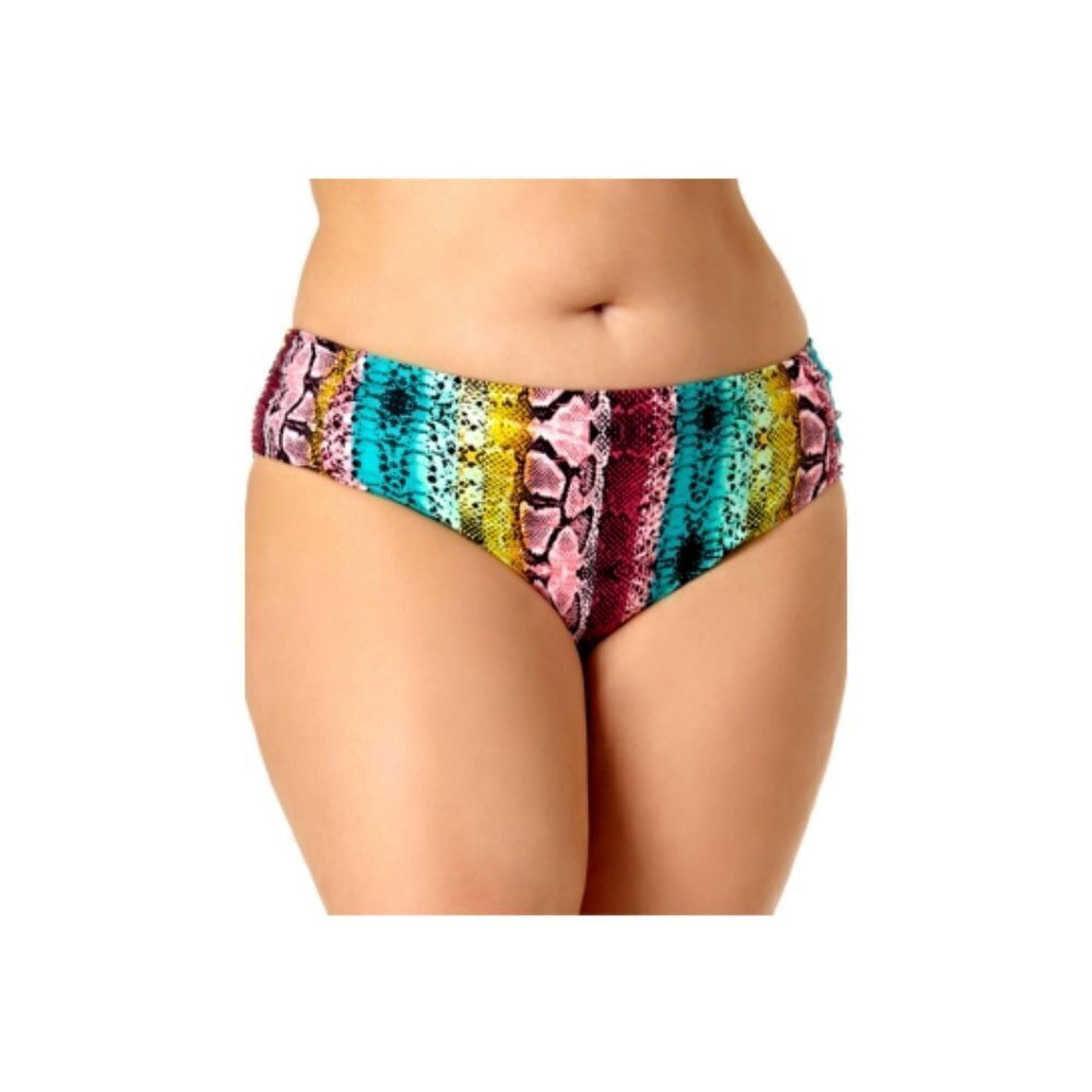Allure‎ by IMG Womens Size 12/14 Snakeskin Side Ruched Hipster Swim Bottoms 1493